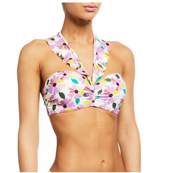 Kate Spade new york Wallflower Ruffle Halter Underwire Swim Top Purple Small NWT - Picture 1 of 5